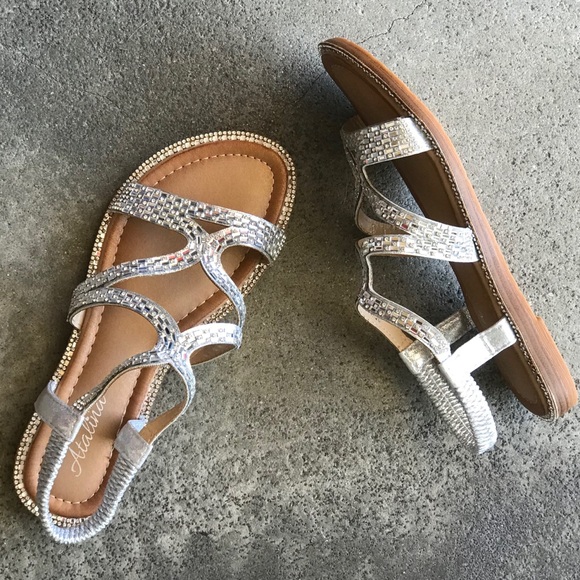 Italina Silver Rhinestone Embellished Flat Sandal - Picture 3 of 8